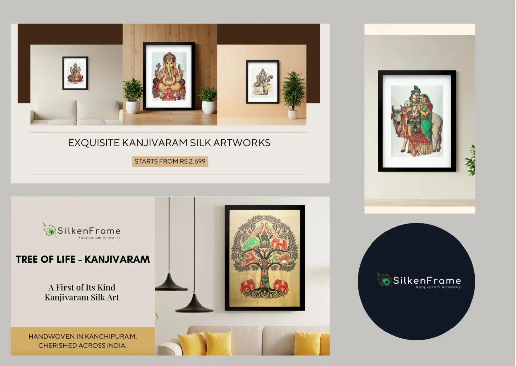 Buy Radha Krishna Silk Wall Art India – Elegant Kanjivaram Designs for Your Home